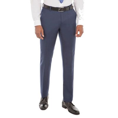 Deep blue micro wool blend tailored fit suit trouser